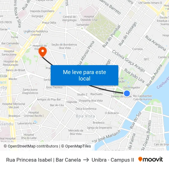 Rua Princesa Isabel | Bar Canela to Unibra - Campus II map