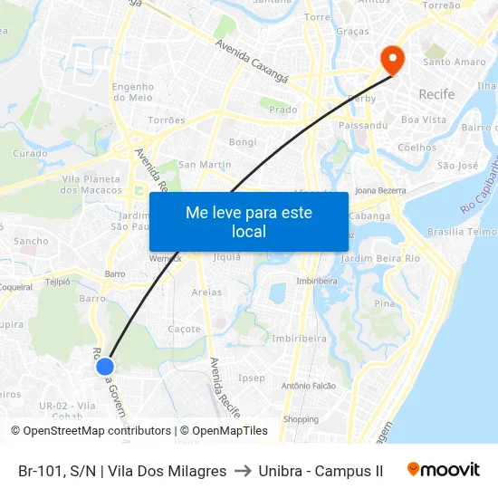 Br-101, S/N | Vila Dos Milagres to Unibra - Campus II map