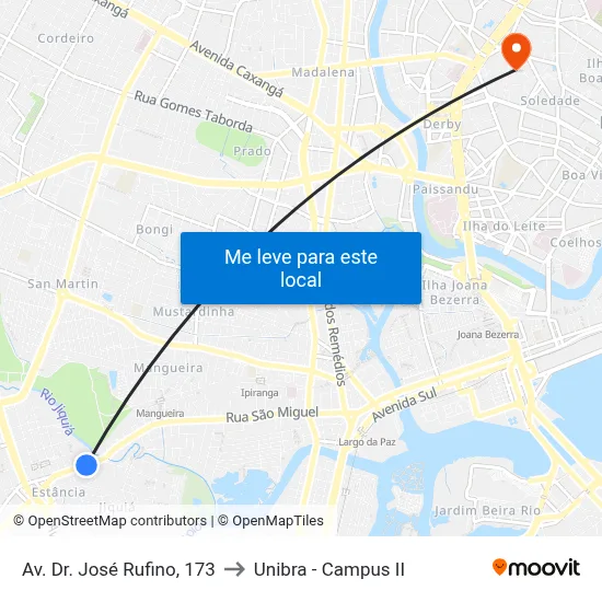 Av. Dr. José Rufino, 173 to Unibra - Campus II map