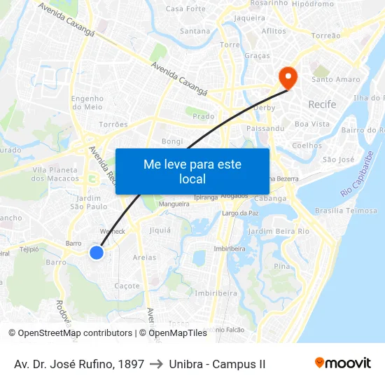 Av. Dr. José Rufino, 1897 to Unibra - Campus II map