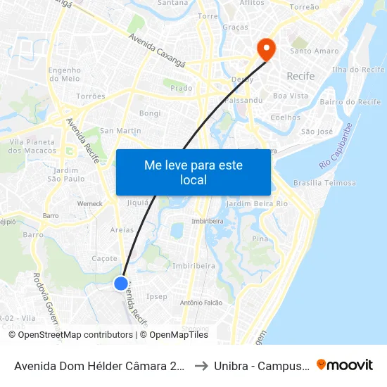 Avenida Dom Hélder Câmara 247 to Unibra - Campus II map