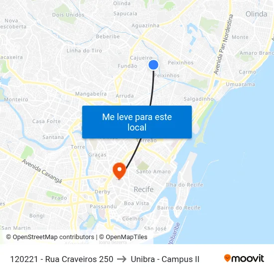 120221 - Rua Craveiros 250 to Unibra - Campus II map