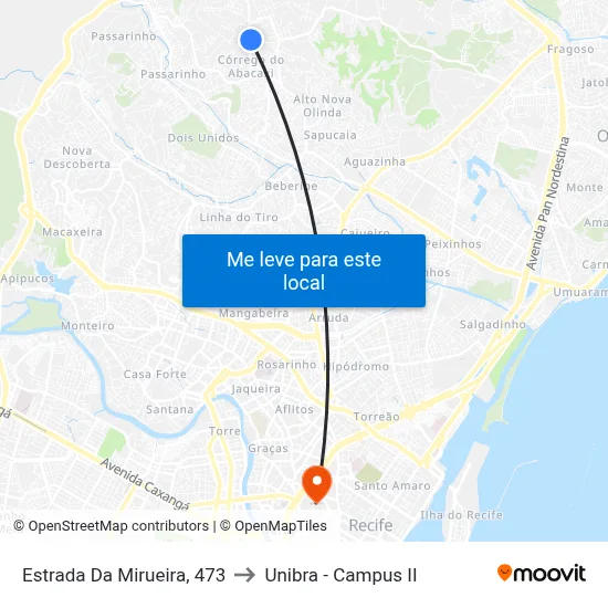Estrada Da Mirueira, 473 to Unibra - Campus II map