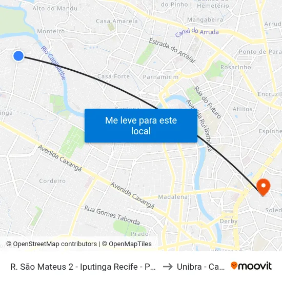 R. São Mateus 2 - Iputinga Recife - Pe 50731-370 Brasil to Unibra - Campus II map