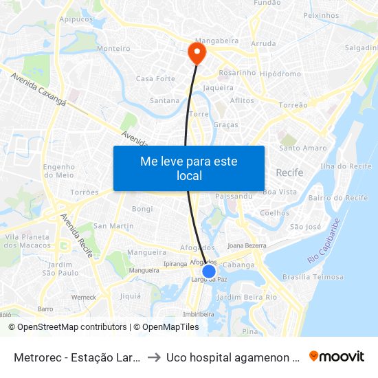Metrorec - Estação Largo Da Paz to Uco hospital agamenon magalhaes map