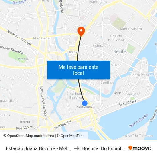 Estação Joana Bezerra - Metrorec to Hospital Do Espinheiro map