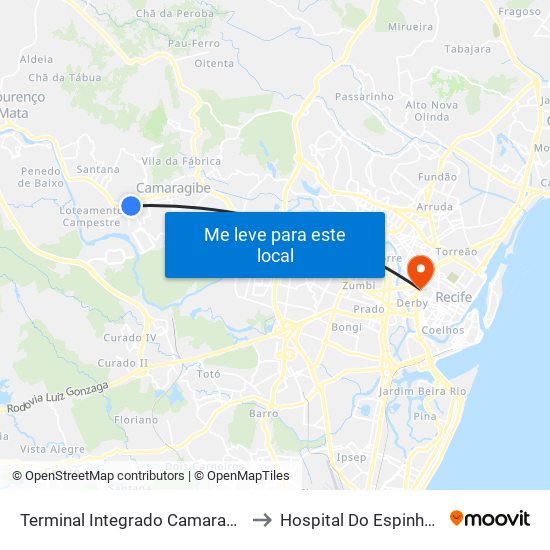 Terminal Integrado Camaragibe to Hospital Do Espinheiro map