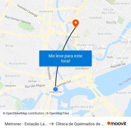 Metrorec - Estação Largo Da Paz to Clínica de Queimados de Pernambuco map