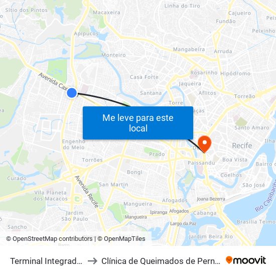 Terminal Integrado Cdu to Clínica de Queimados de Pernambuco map