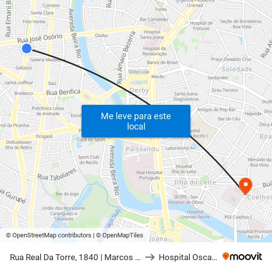 Rua Real Da Torre, 1840 | Marcos Peças E Acessórios (Pista Central) to Hospital Oscar Coutinho / IMIP map