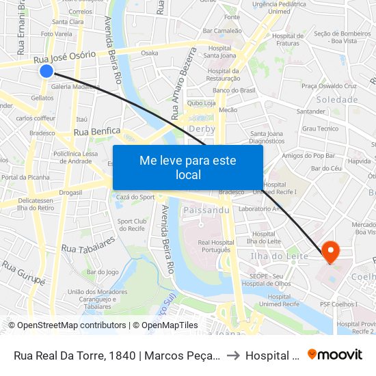 Rua Real Da Torre, 1840 | Marcos Peças E Acessórios (Pista Central) to Hospital Dia - IMIP map