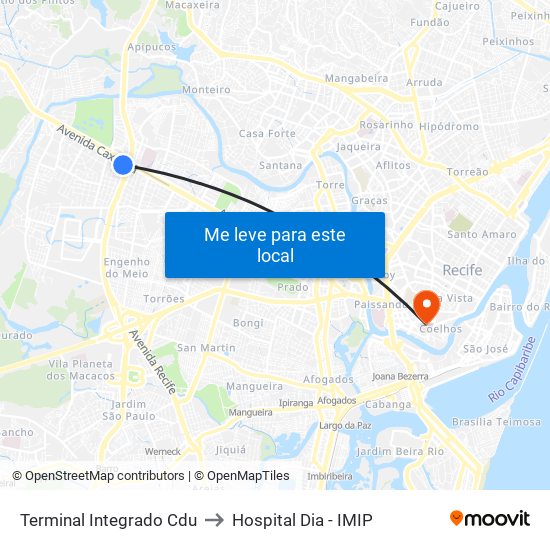 Terminal Integrado Cdu to Hospital Dia - IMIP map