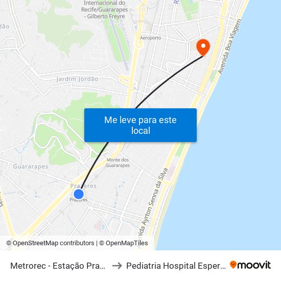 Metrorec - Estação Prazeres to Pediatria Hospital Esperança map