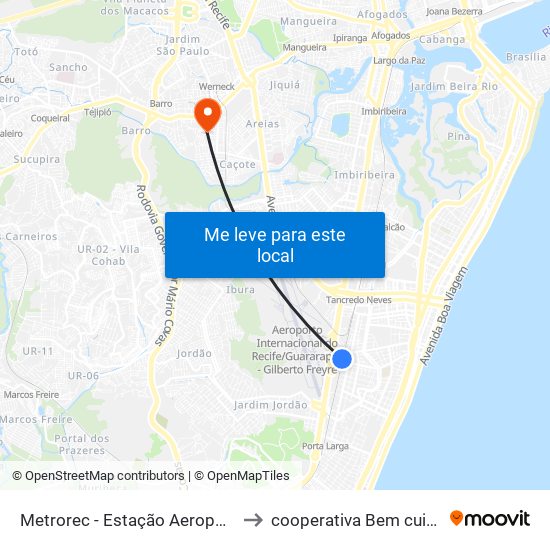 Metrorec - Estação Aeroporto to cooperativa Bem cuidar map