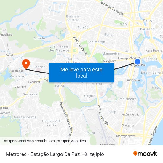 Metrorec - Estação Largo Da Paz to tejipió map
