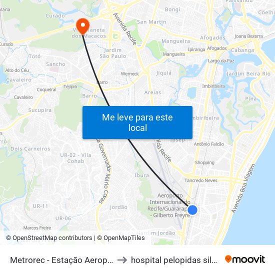 Metrorec - Estação Aeroporto to hospital pelopidas silveira map