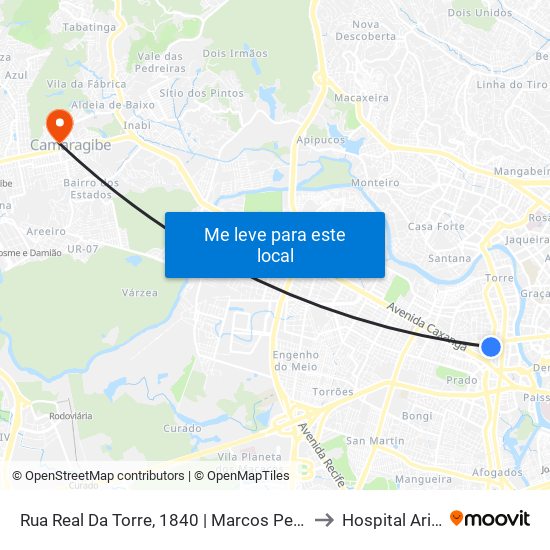 Rua Real Da Torre, 1840 | Marcos Peças E Acessórios (Pista Central) to Hospital Aristeu Chaves map