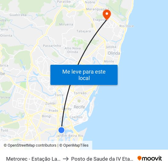 Metrorec - Estação Largo Da Paz to Posto de Saude da IV Etapa - Rio Doce map