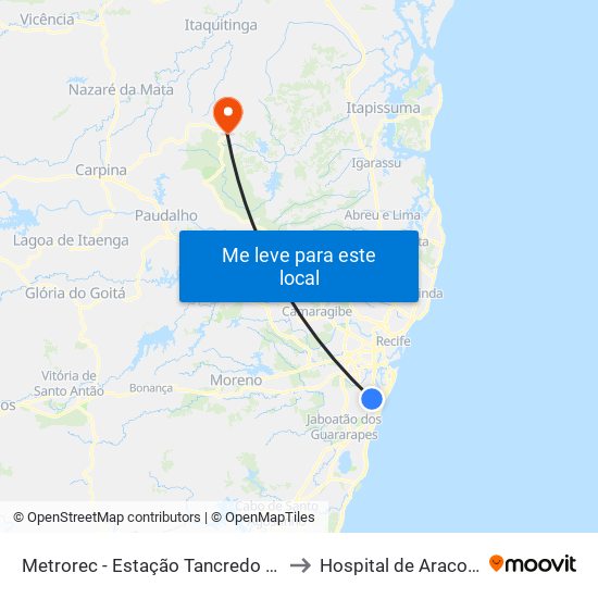 Metrorec - Estação Tancredo Neves to Hospital de Aracoiaba map