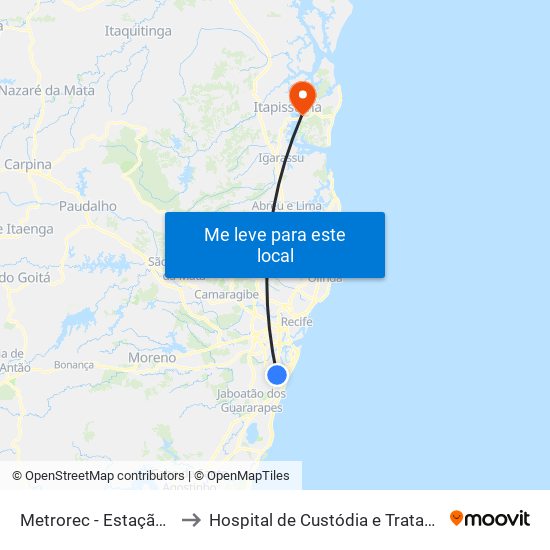 Metrorec - Estação Tancredo Neves to Hospital de Custódia e Tratamento Psiquiátrico-HCTP map