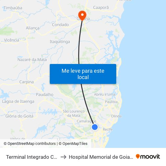 Terminal Integrado Cdu to Hospital Memorial de Goiana map