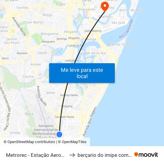 Metrorec - Estação Aeroporto to berçario do imipe com ravi map