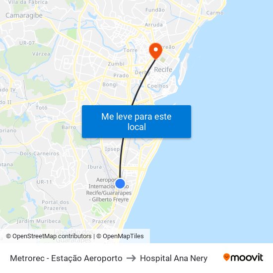 Metrorec - Estação Aeroporto to Hospital Ana Nery map
