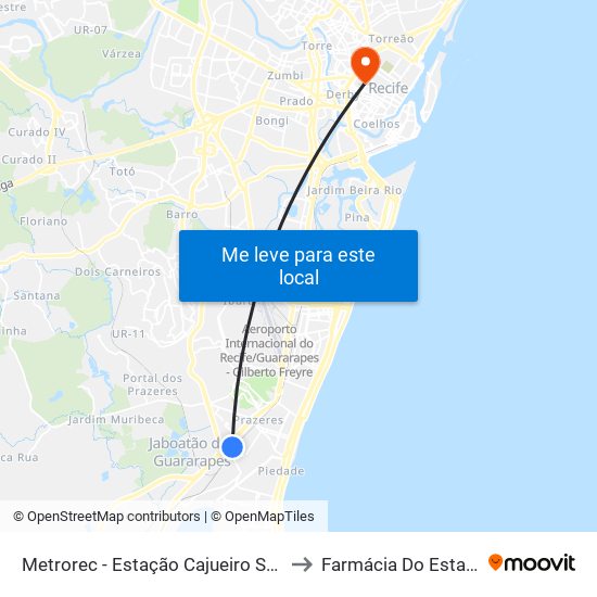 Metrorec - Estação Cajueiro Seco to Farmácia Do Estado map