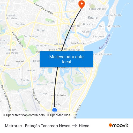 Metrorec - Estação Tancredo Neves to Hiene map