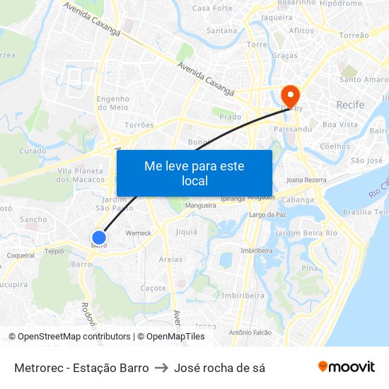 Metrorec - Estação Barro to José rocha de sá map