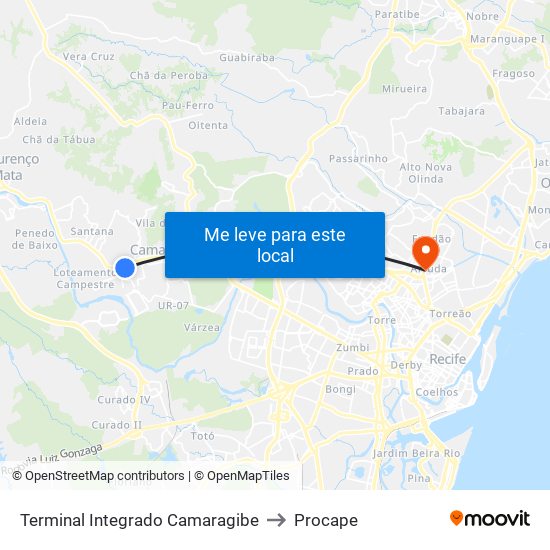 Terminal Integrado Camaragibe to Procape map