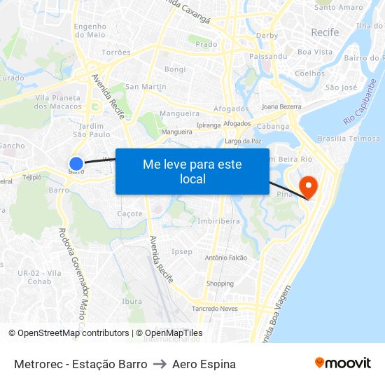 Metrorec - Estação Barro to Aero Espina map