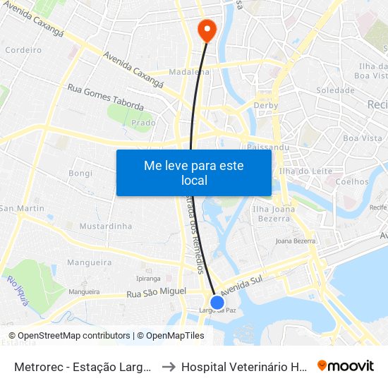 Metrorec - Estação Largo Da Paz to Hospital Veterinário Harmonia map