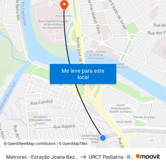 Metrorec - Estação Joana Bezerra to URCT Pediatria - RHP map
