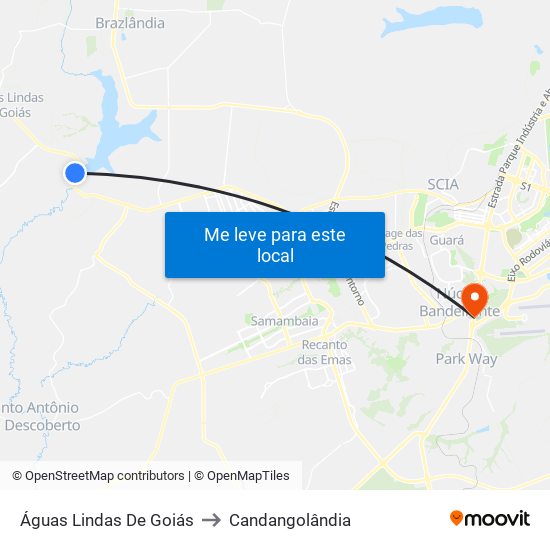 Águas Lindas De Goiás to Candangolândia map