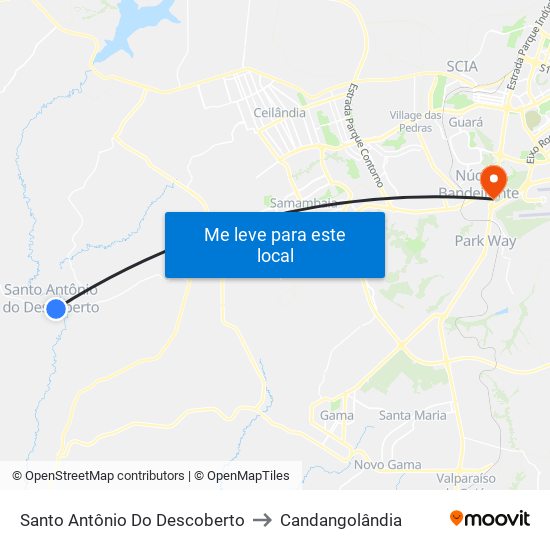Santo Antônio Do Descoberto to Candangolândia map