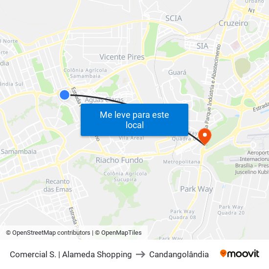 Comercial S. | Alameda Shopping to Candangolândia map