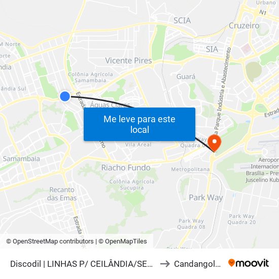 BRASÍLIA / SEMIURBANO to Candangolândia map