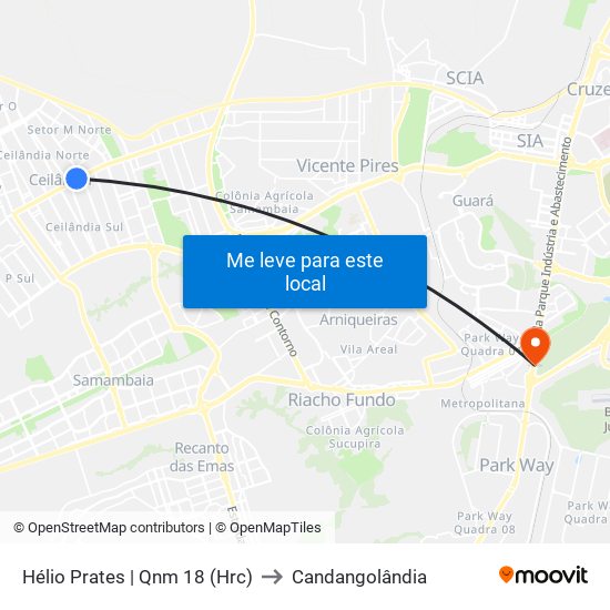 Hélio Prates | Qnm 18 (Hrc) to Candangolândia map