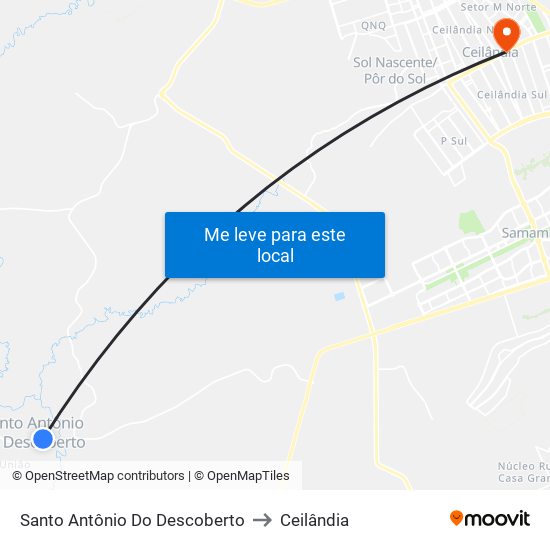 Santo Antônio Do Descoberto to Ceilândia map