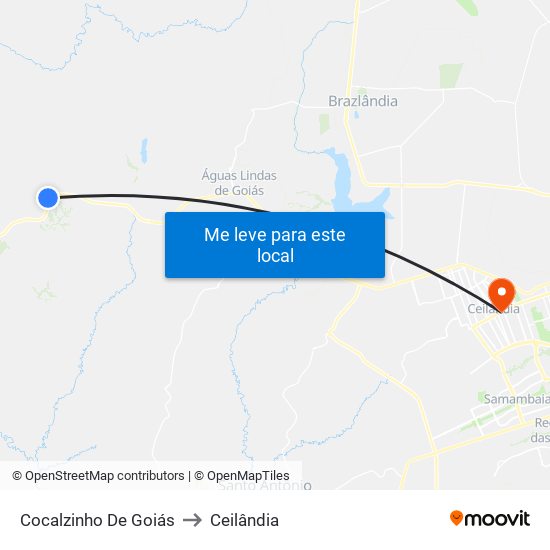 Cocalzinho De Goiás to Ceilândia map
