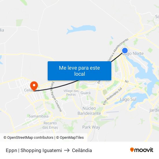 Eppn | Shopping Iguatemi to Ceilândia map