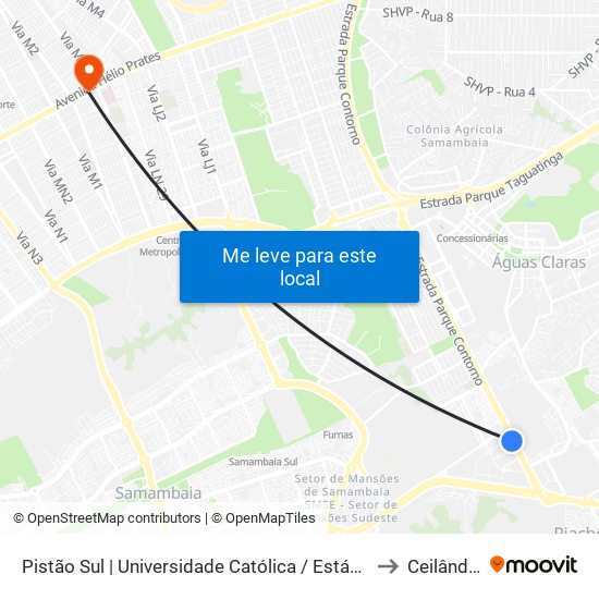 Pistão Sul | Universidade Católica / Estácio to Ceilândia map