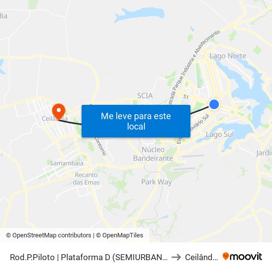 Rod.P.Piloto | Plataforma D (SEMIURBANO) to Ceilândia map