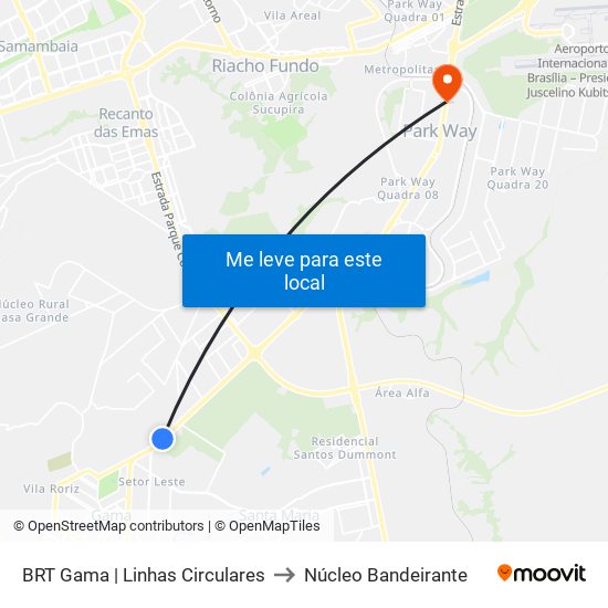 BRT Gama | Linhas Circulares to Núcleo Bandeirante map