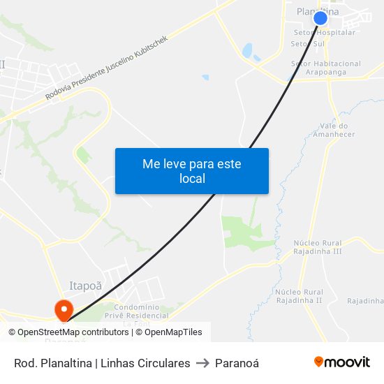 Rod. Planaltina | Linhas Circulares to Paranoá map
