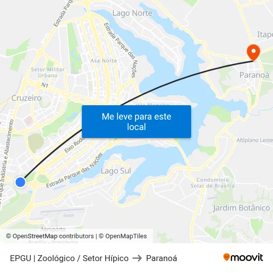 EPGU | Zoológico / Setor Hípico to Paranoá map