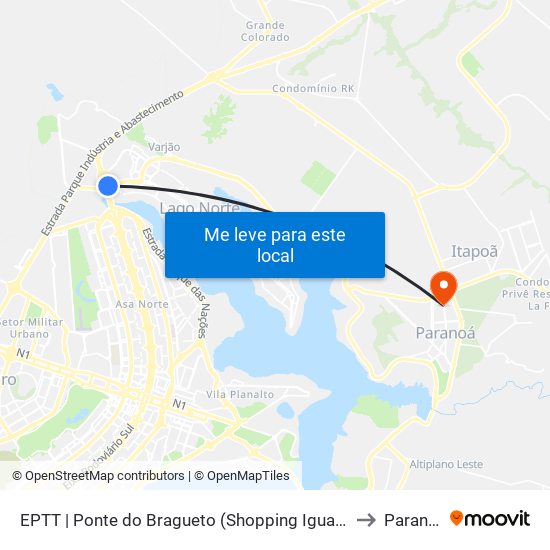 EPTT | Ponte do Bragueto (Shopping Iguatemi) to Paranoá map