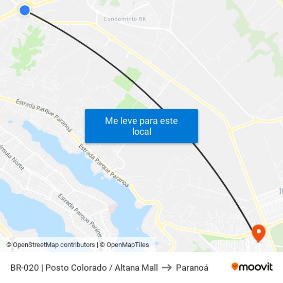 BR-020 | Posto Colorado / Altana Mall to Paranoá map