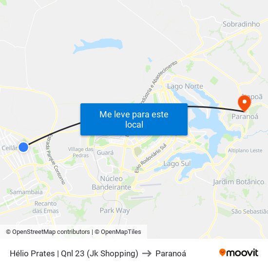 Hélio Prates | Qnl 23 (Jk Shopping) to Paranoá map